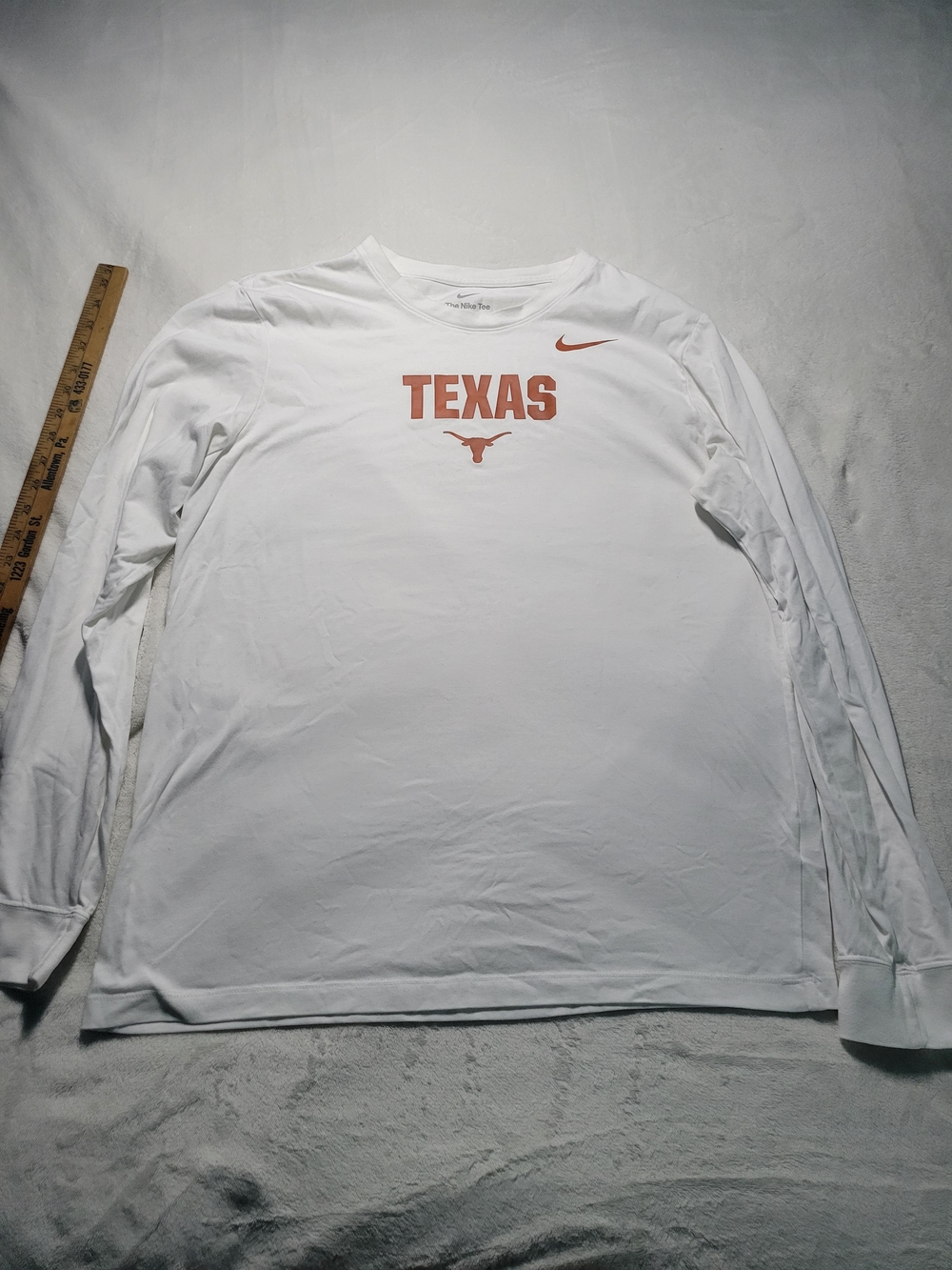 Nike Texas Long Sleeve Performance Shirt - White/Orange Mens L